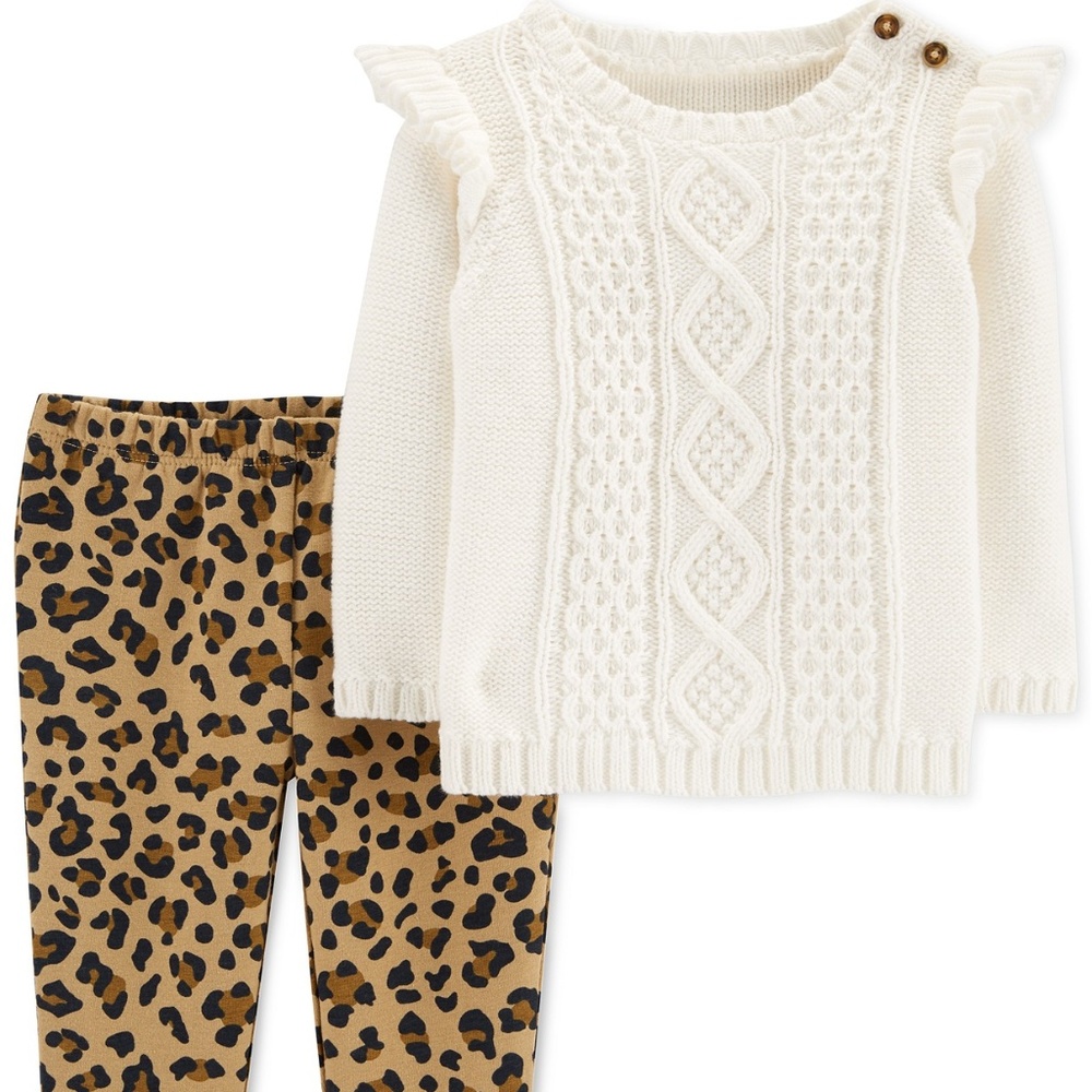 Carter's Sweater & Leopard Legging Set Size: 3M